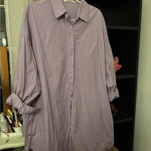 Red Sky Lavender Button-Up Shirt Dress